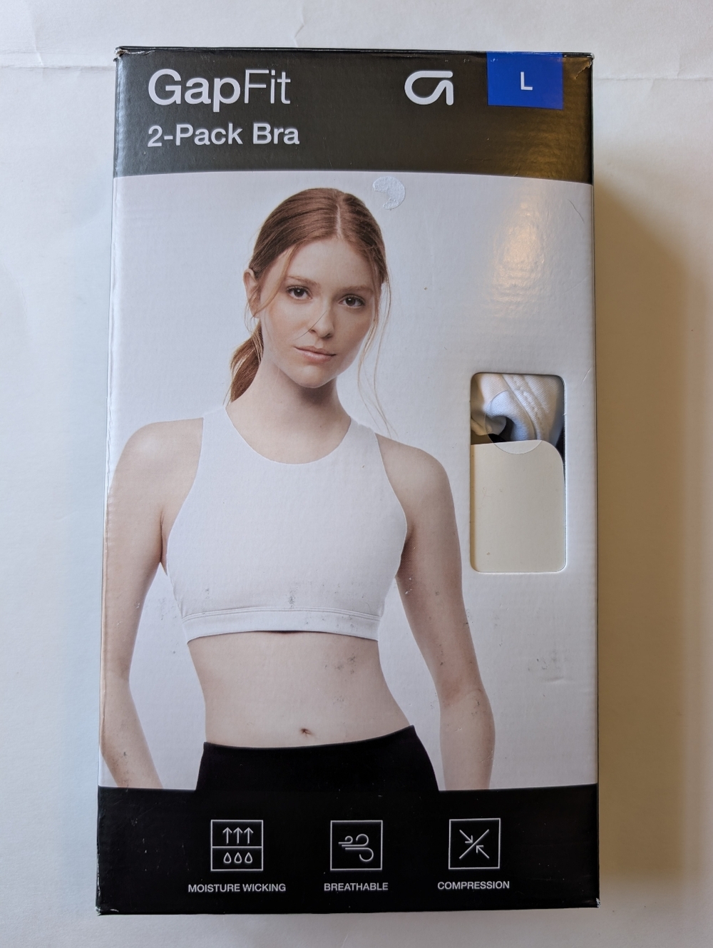 GapFit 2-Pack Sports Bra - White And Black Size Large New